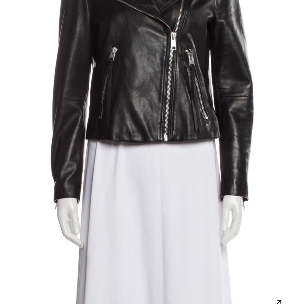 AllSaints Black Leather Zip Moto Jacket